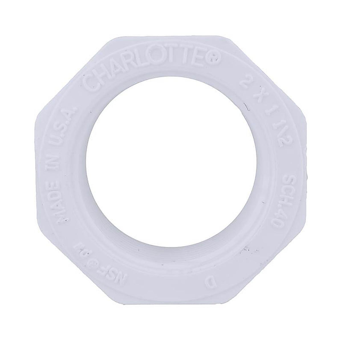 Charlotte Pipe PVC 02108 4400 Schedule 40 2-1/2 in. Spigot x 2 in. Dia. FPT PVC Reducing Bushing