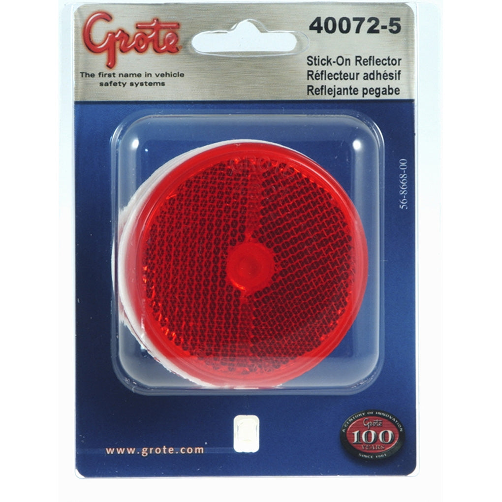 Grote 40072-5 Reflector, 2.5", Red, Round Stick-On, Pair