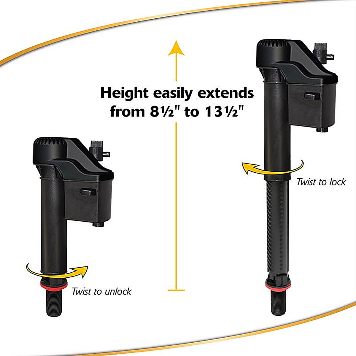 Korky 528XBP 2X Toilet Fill Valve Black Plastic/Rubber For Universal