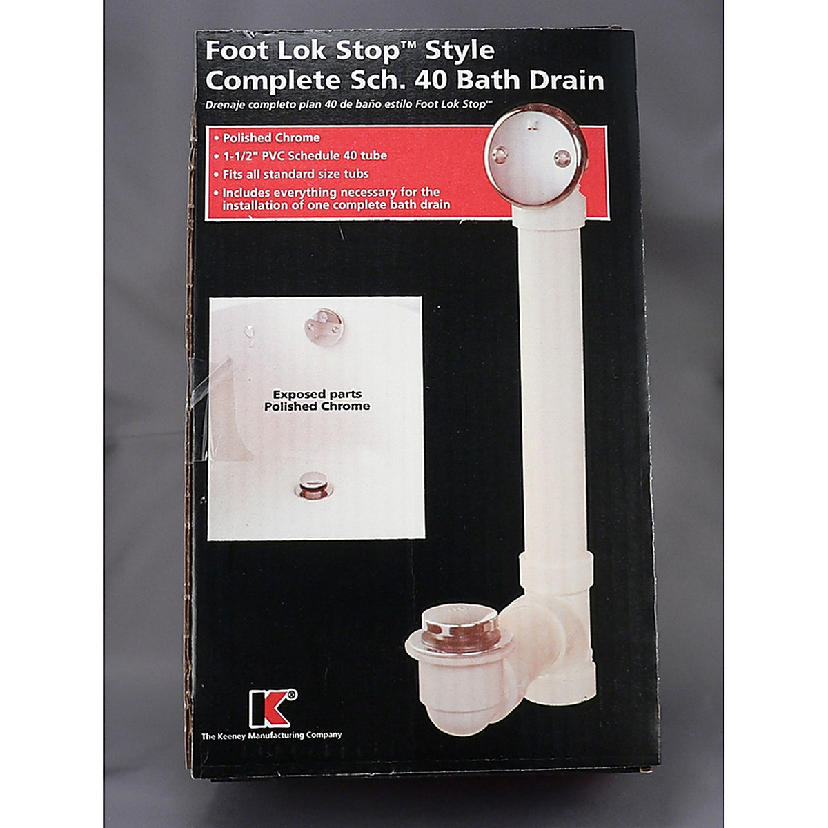 Keeney 630PVC Foot Lok 1-1/2 in. Dia. Chrome PVC Bath Drain