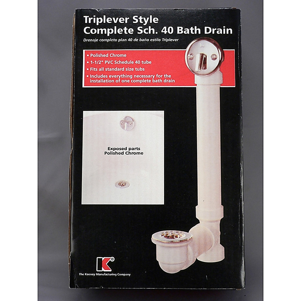 Keeney 640PVC 1-1/2 in. Dia. Chrome Plastic Triplever Bath Drain