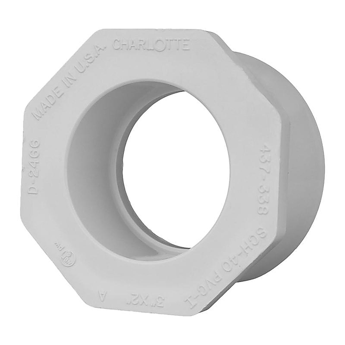 Charlotte Pipe PVC 02107 3600 Schedule 40 3 in. Spigot x 2 in. Dia. Slip PVC Reducing Bushing