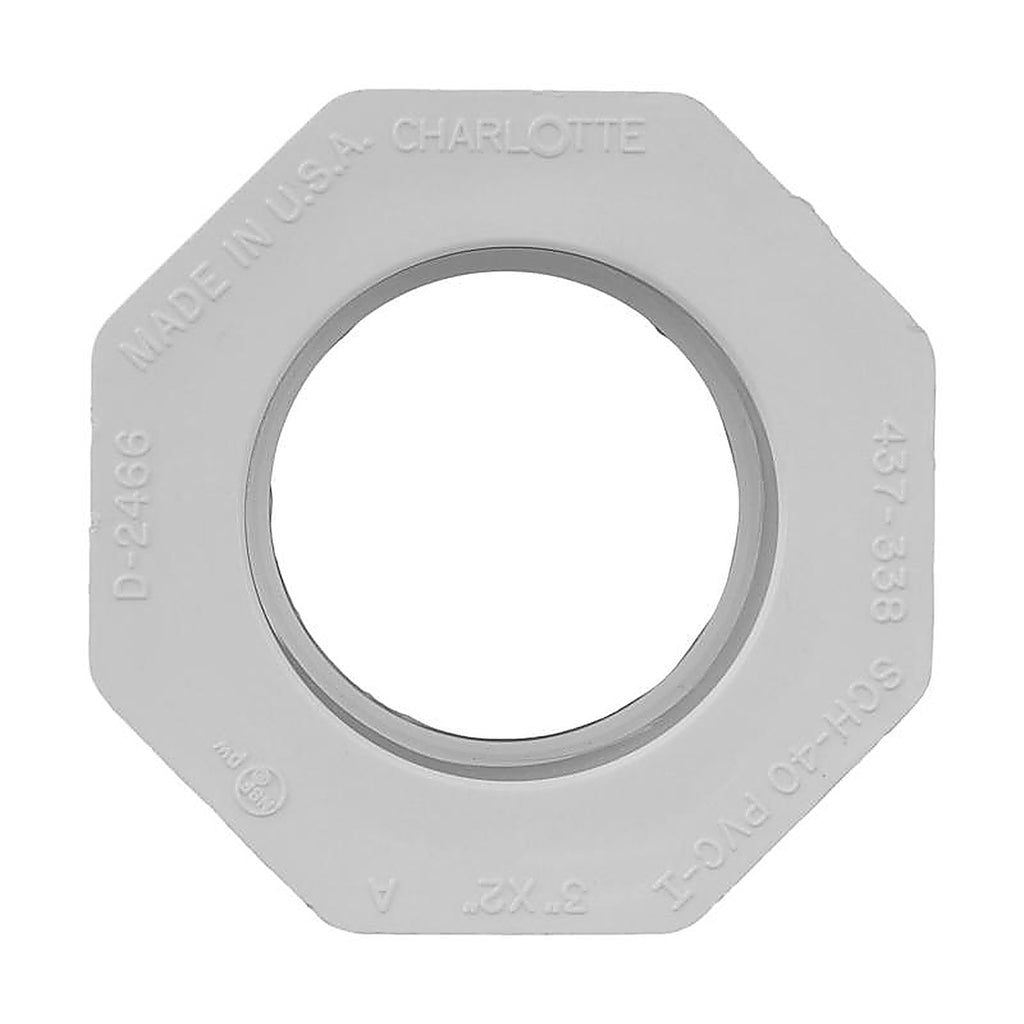 Charlotte Pipe PVC 02107 3600 Schedule 40 3 in. Spigot x 2 in. Dia. Slip PVC Reducing Bushing
