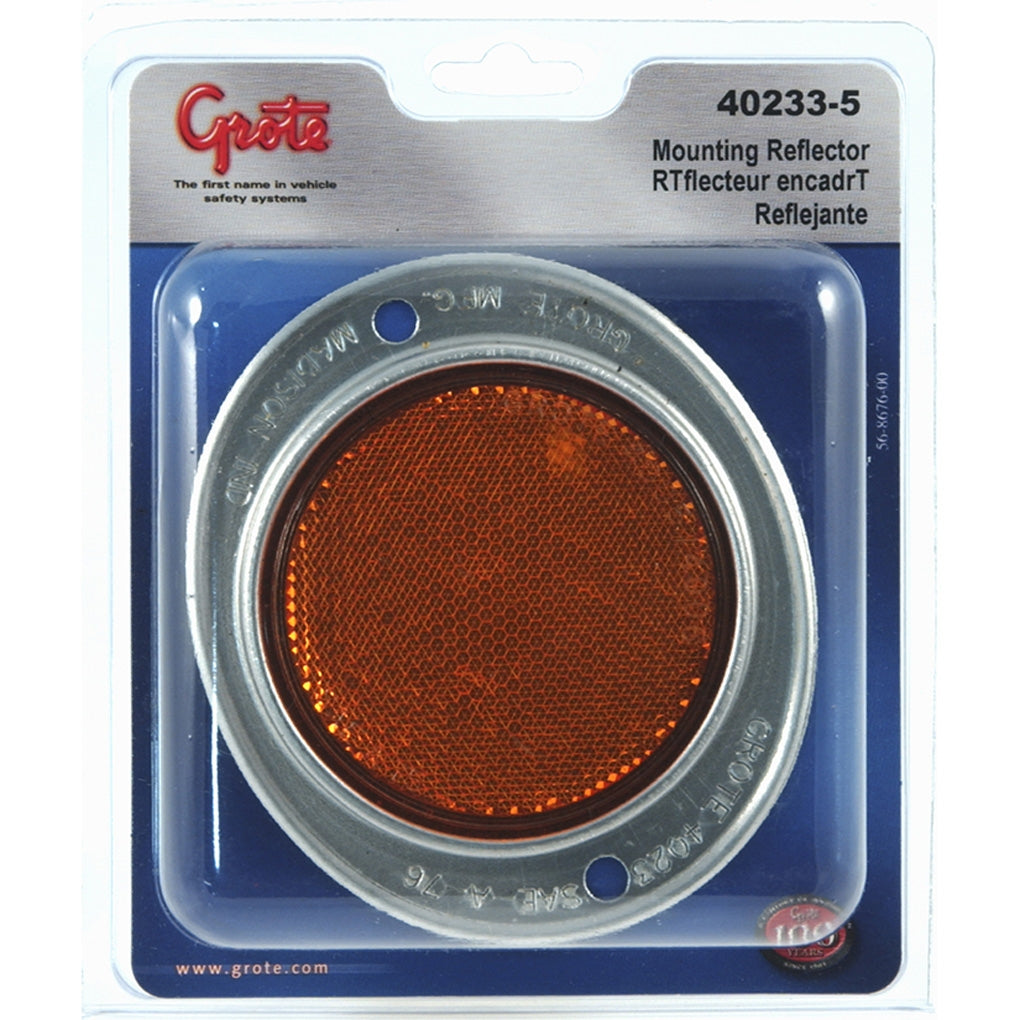 Grote 40233-5 Yellow Plastic Round Reflector