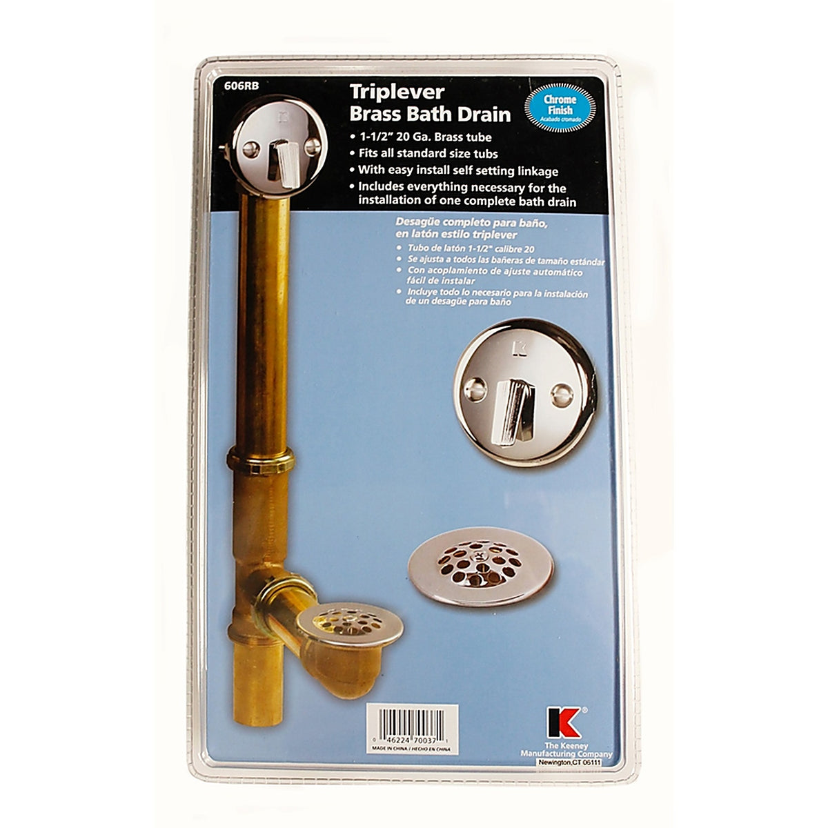 Keeney 606RB 1-1/2 in. Dia. Brass Triplever Bath Drain