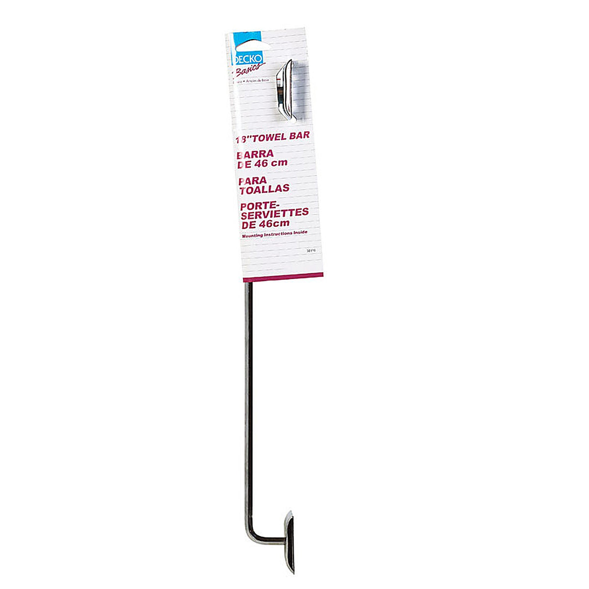 Decko 38110 Diamond Chrome Silver Towel Bar 18 in. L Steel