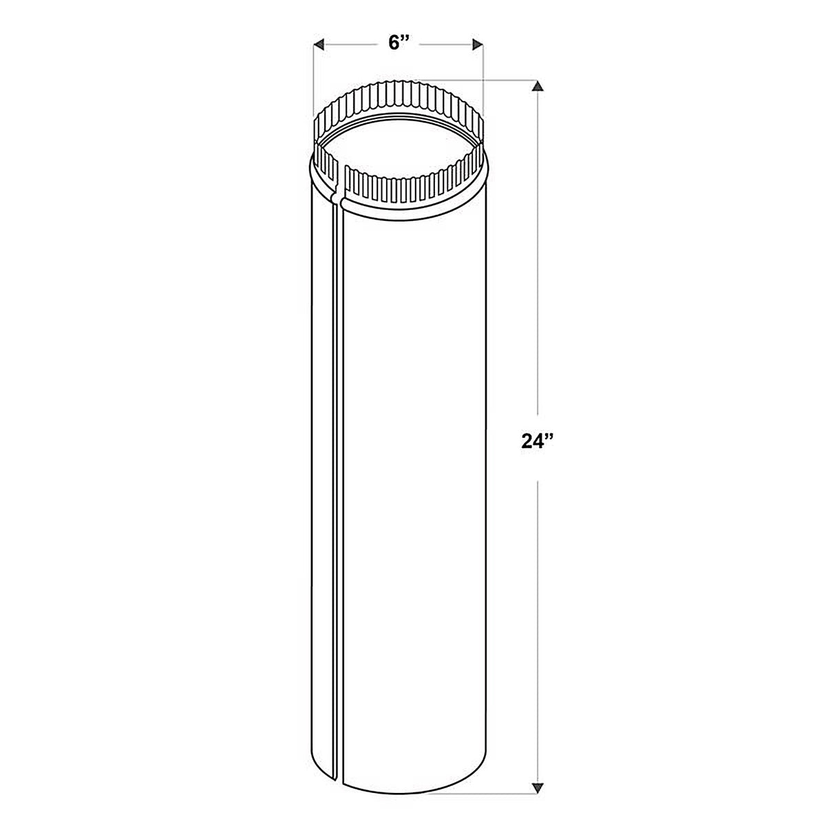 Imperial GV0380 6 in. Dia. x 24 in. L Galvanized Steel Furnace Pipe