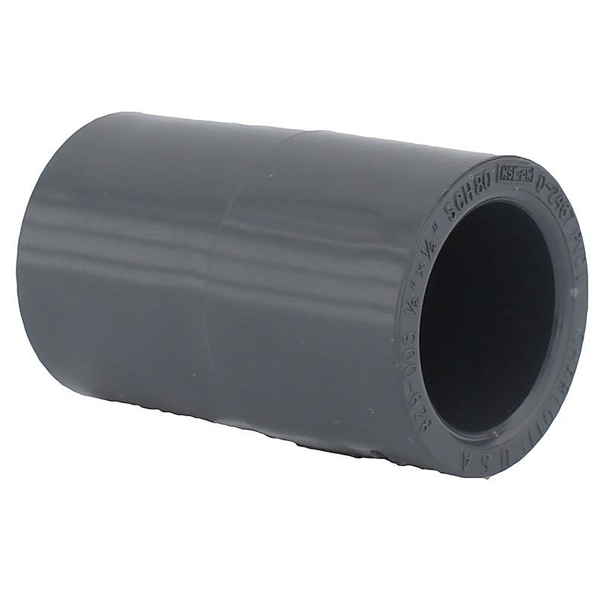 Charlotte Pipe PVC 08100 1000 Schedule 80 1/2 in. Slip x 1/2 in. Dia. Slip PVC Coupling
