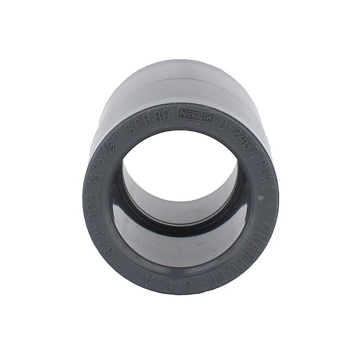 Charlotte Pipe PVC 08100 1000 Schedule 80 1/2 in. Slip x 1/2 in. Dia. Slip PVC Coupling