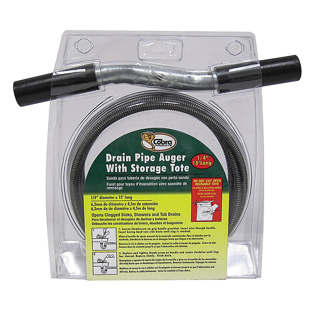 Cobra 10150 15 ft. L Drain Pipe Auger