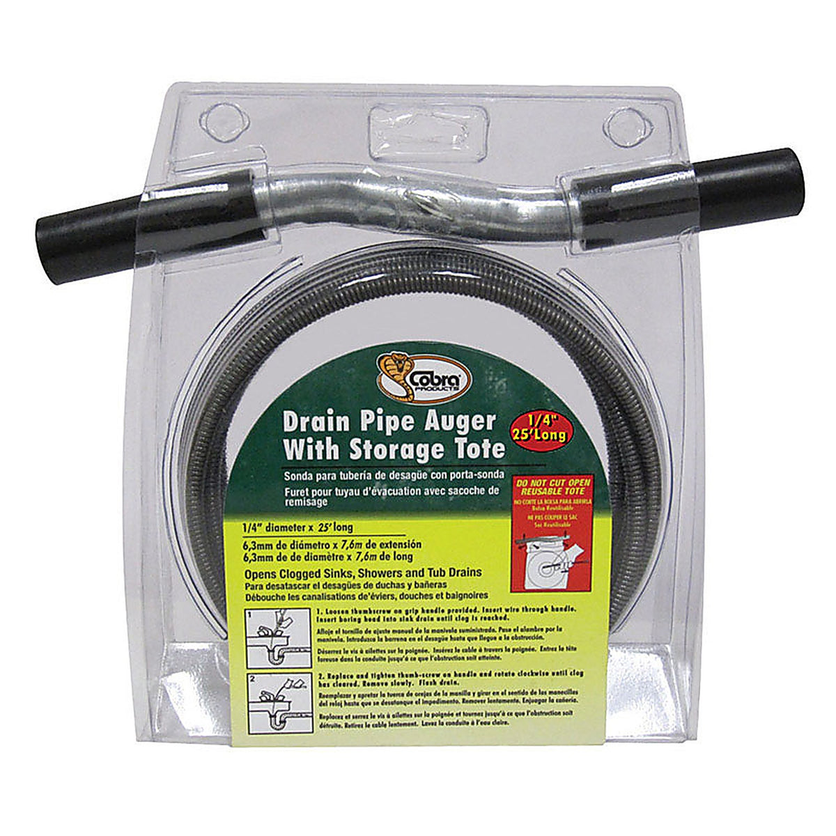 Cobra 10250 25 ft. L Drain Pipe Auger