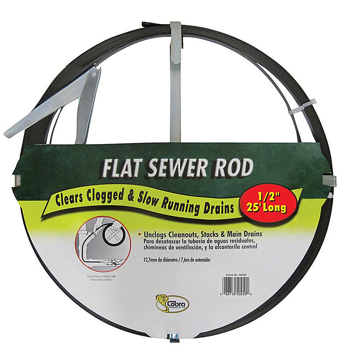 Cobra 50250 25 ft. L Flat Steel Sewer Rod