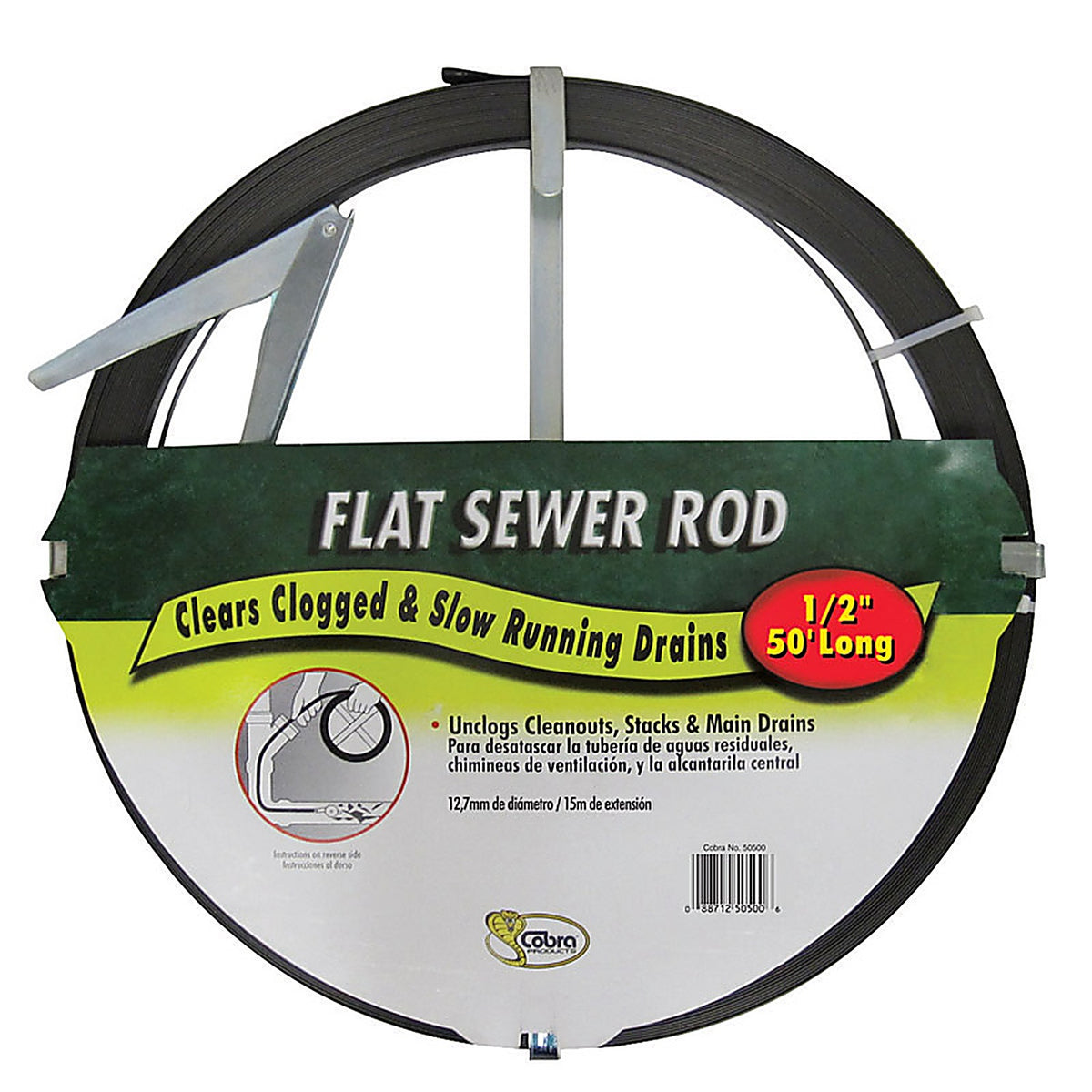 Cobra 50500 50 ft. L Flat Steel Sewer Rod