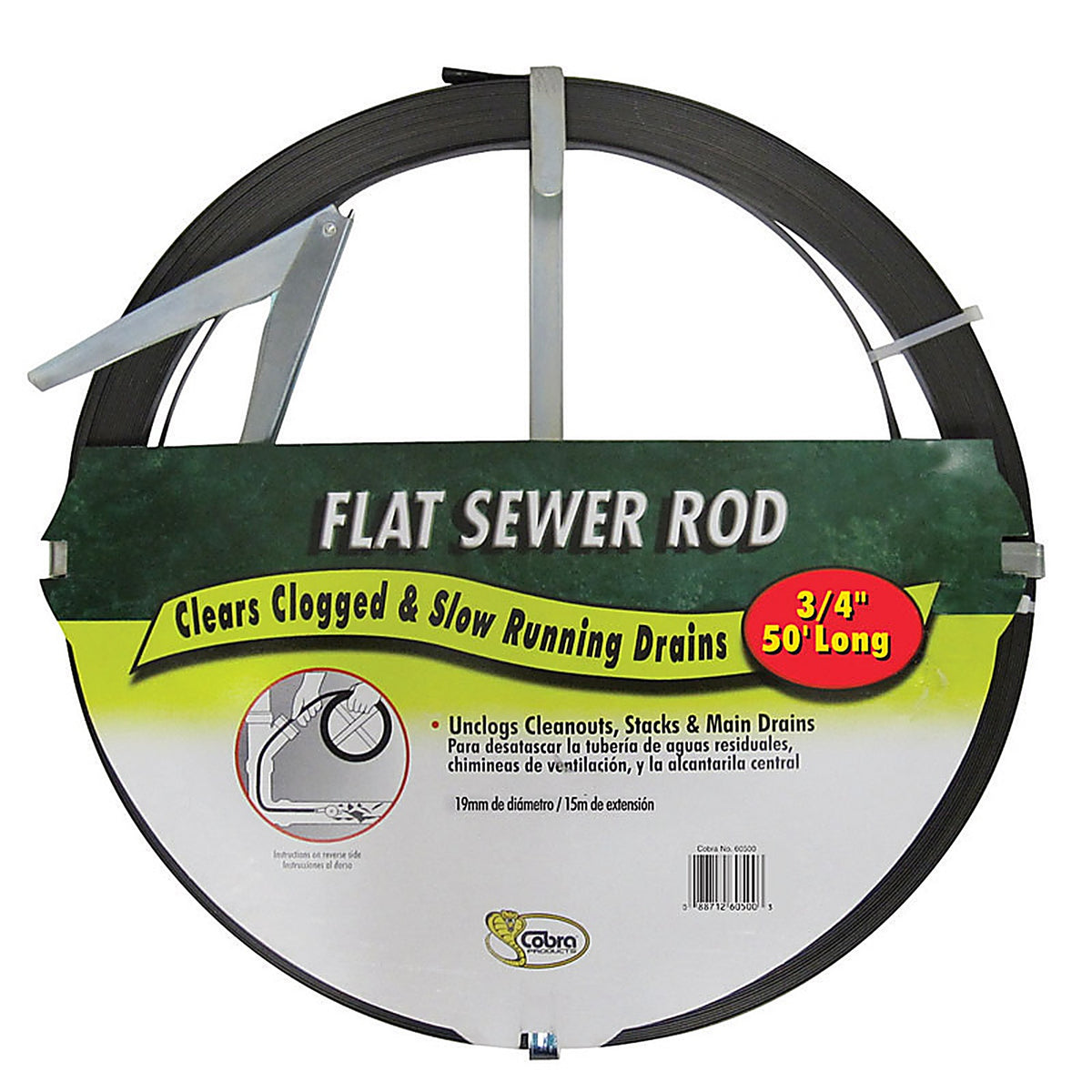 Cobra 60500 50 ft. L Flat Steel Sewer Rod