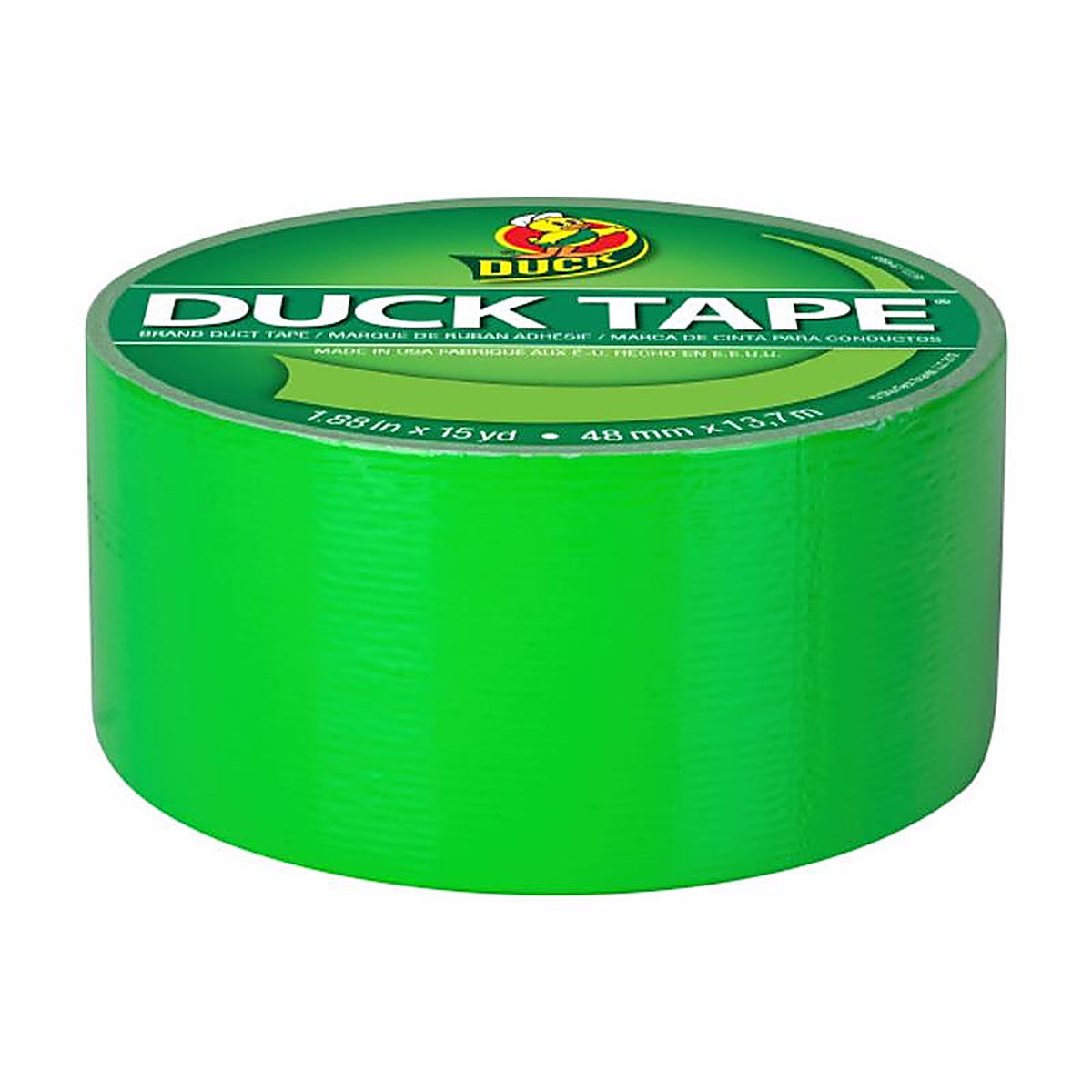 Duck 1265018 1.88 in. W x 15 yd. L Neon Green Solid Duct Tape