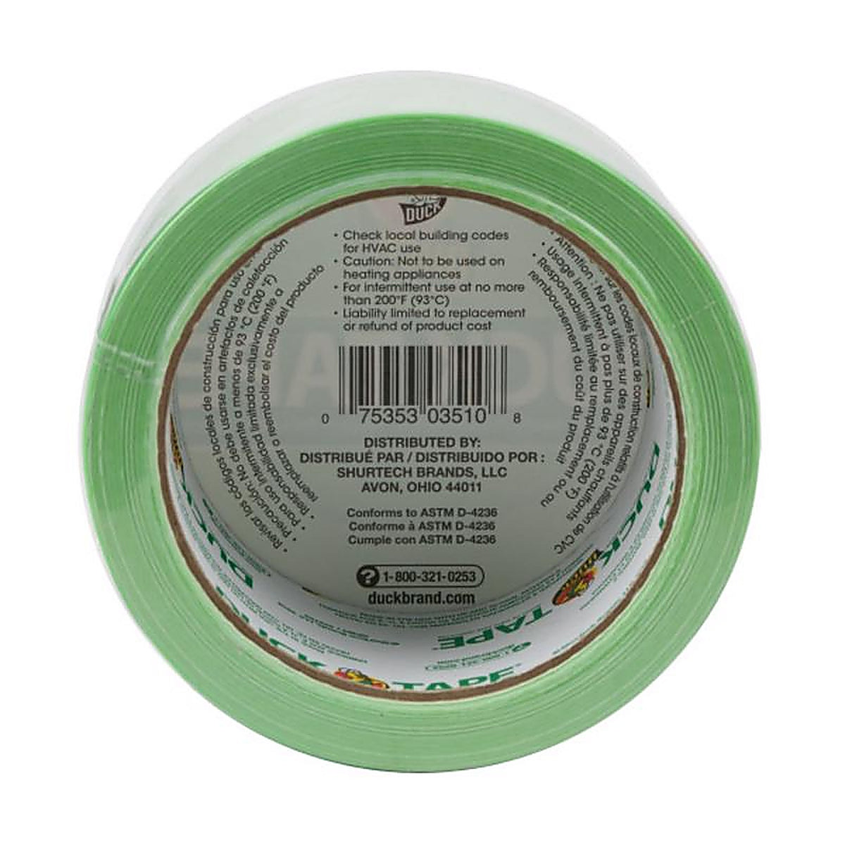 Duck 1265018 1.88 in. W x 15 yd. L Neon Green Solid Duct Tape
