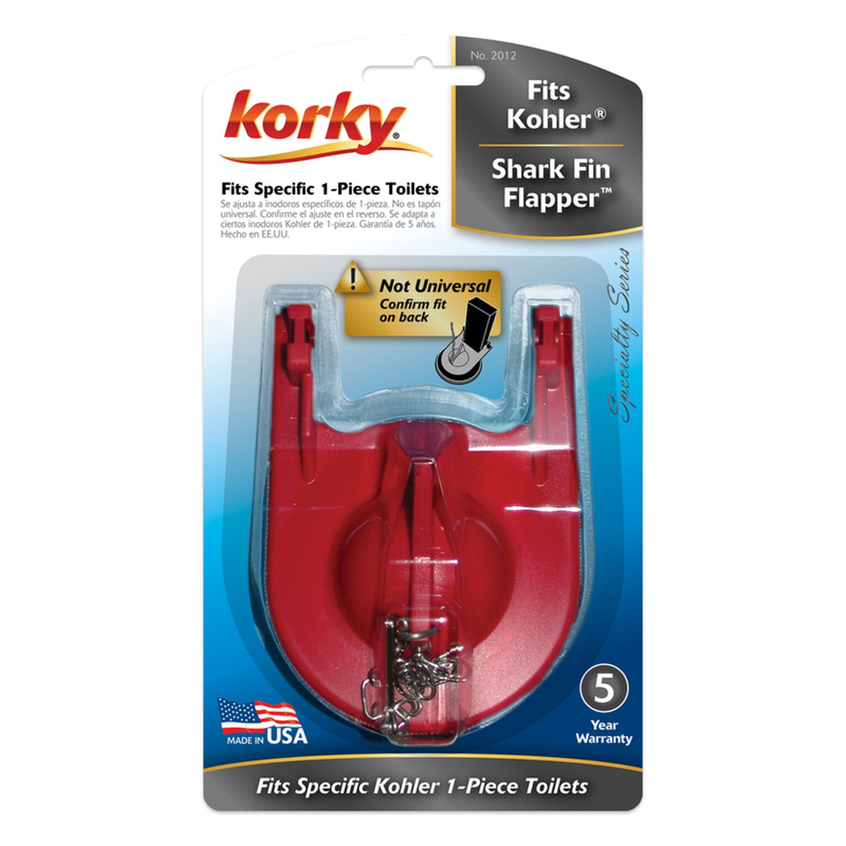 Korky 2012BP Shark Fin Toilet Flapper Red For Kohler