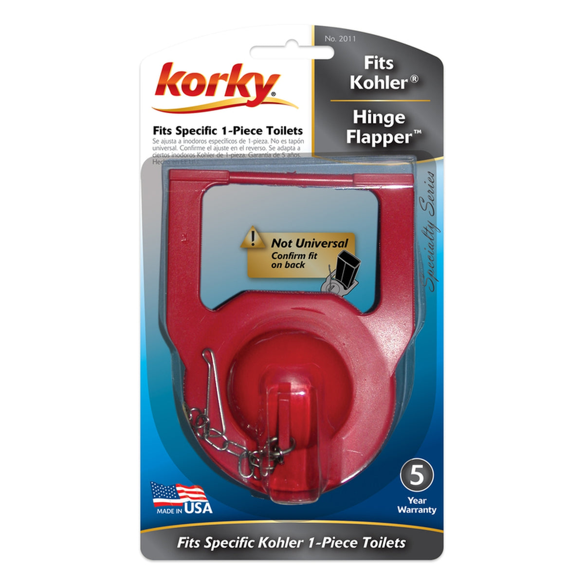 Korky 2011BP Hinge Toilet Flapper Red For Kohler