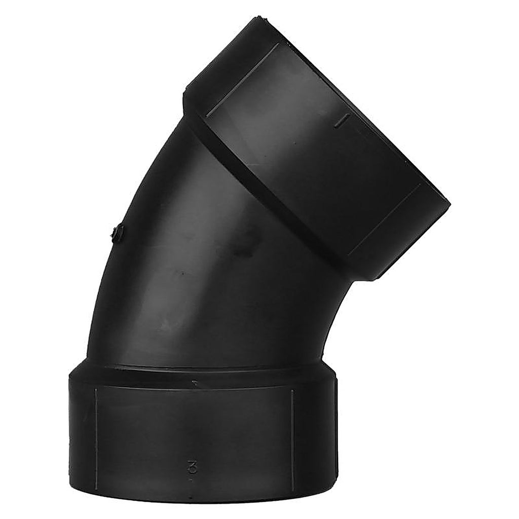 Charlotte Pipe ABS003211000 3 in. Hub x 3 in. Dia. Hub ABS 45 Degree Elbow