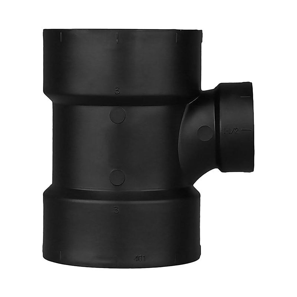 Charlotte Pipe ABS004011200 3 in. Hub x 1-1/2 in. Dia. Hub ABS Sanitary Tee