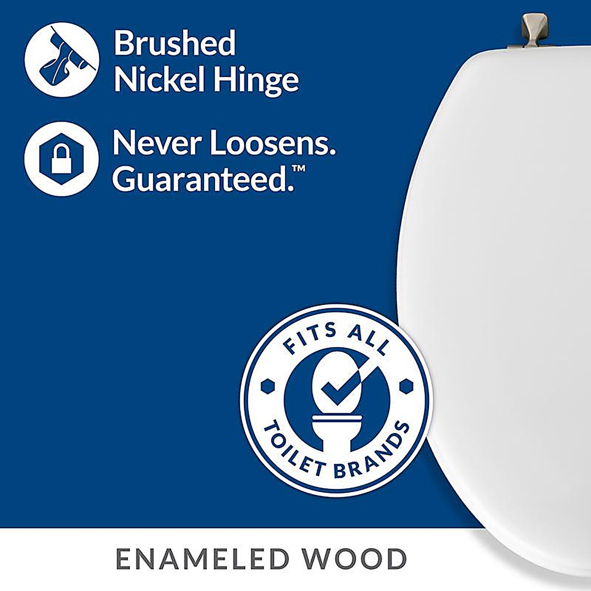Bemis 144BN-000 Mayfair Elongated White Molded Wood Toilet Seat