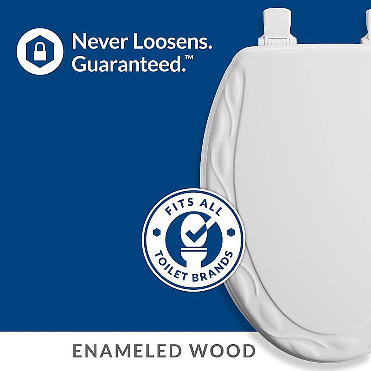 Bemis 34EC 000 Mayfair Never Loosens Round White Molded Wood Toilet Seat
