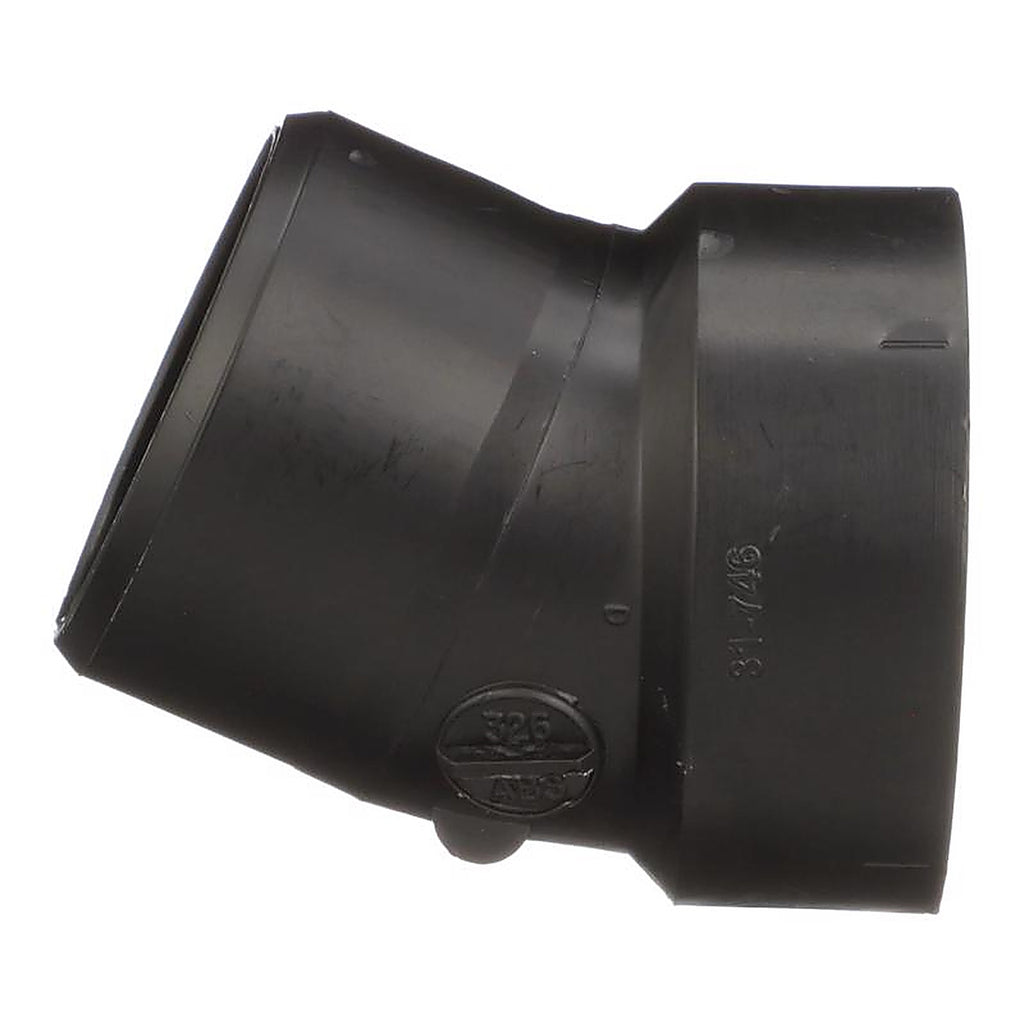 Charlotte Pipe ABS003260600 1-1/2 in. Spigot x 1-1/2 in. Dia. Hub ABS 22-1/2 Degree Elbow