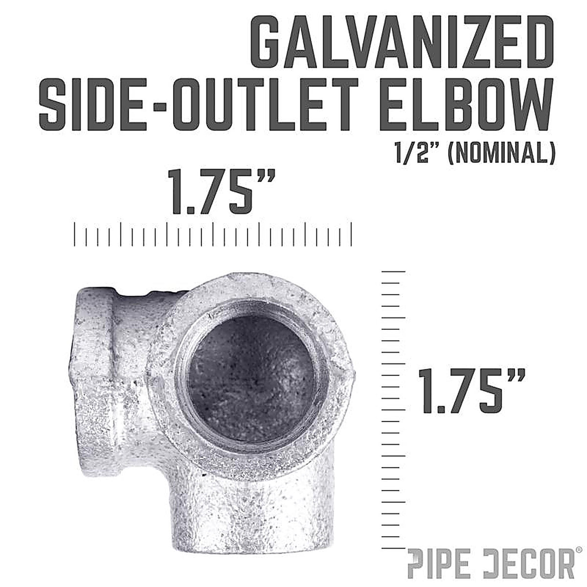 Mueller 510-803HN 1/2 in. FPT x 1/2 in. Dia. FPT Galvanized Malleable Iron Side Outlet Elbow