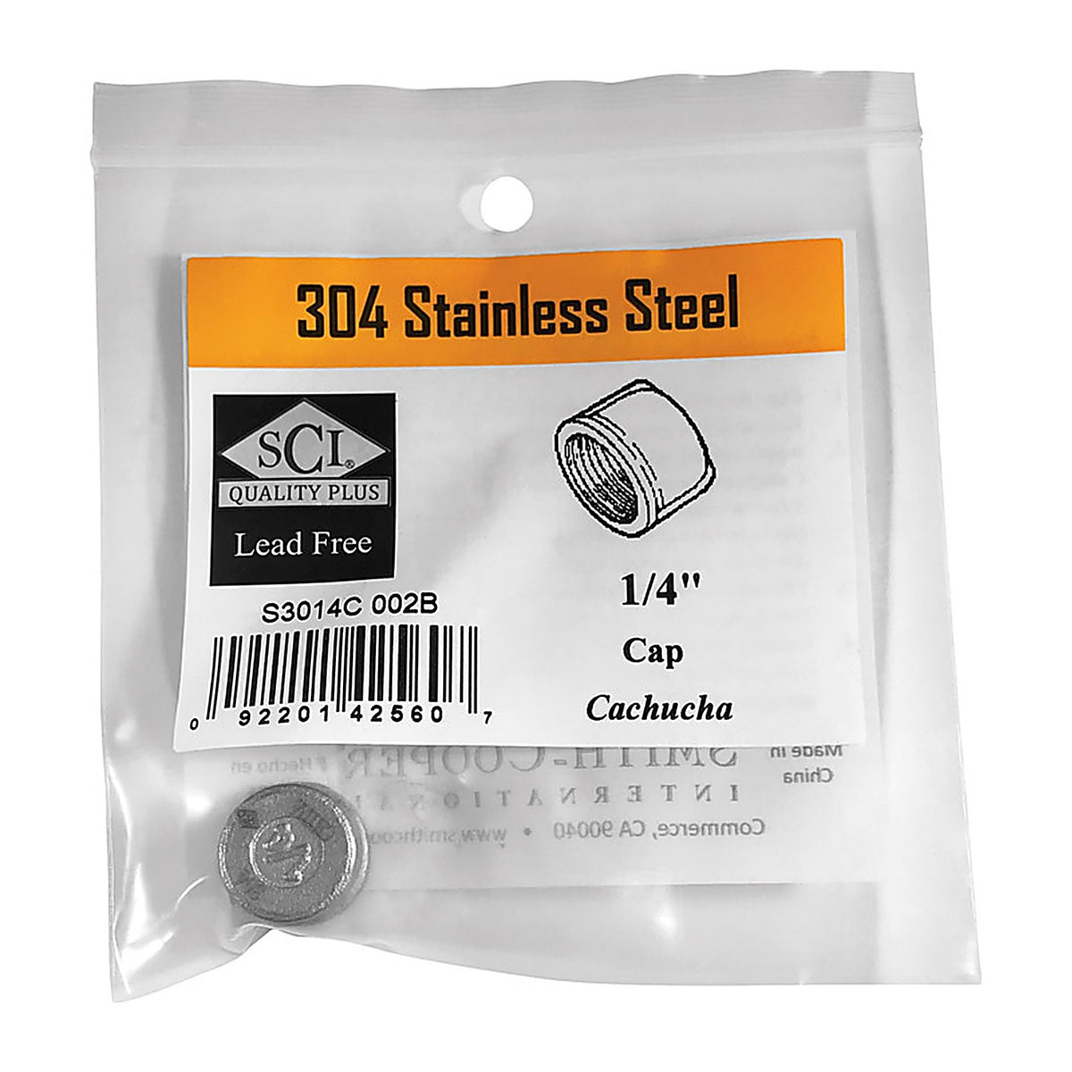 Smith-Cooper 4638100010 1/4 in. FPT x 1/4 in. Dia. FPT Stainless Steel Cap
