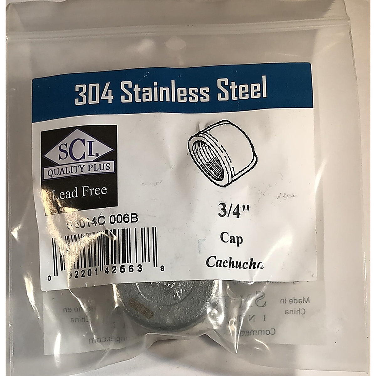 Smith-Cooper 4638100050 3/4 in. FPT Stainless Steel Cap