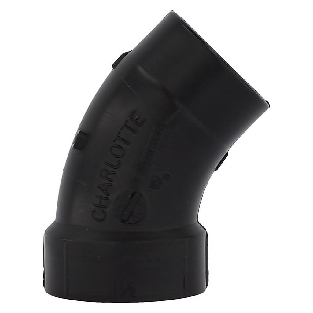 Charlotte Pipe ABS003230600 1-1/2 in. Hub x 1-1/2 in. Dia. Spigot ABS 40 Degree Street Elbow