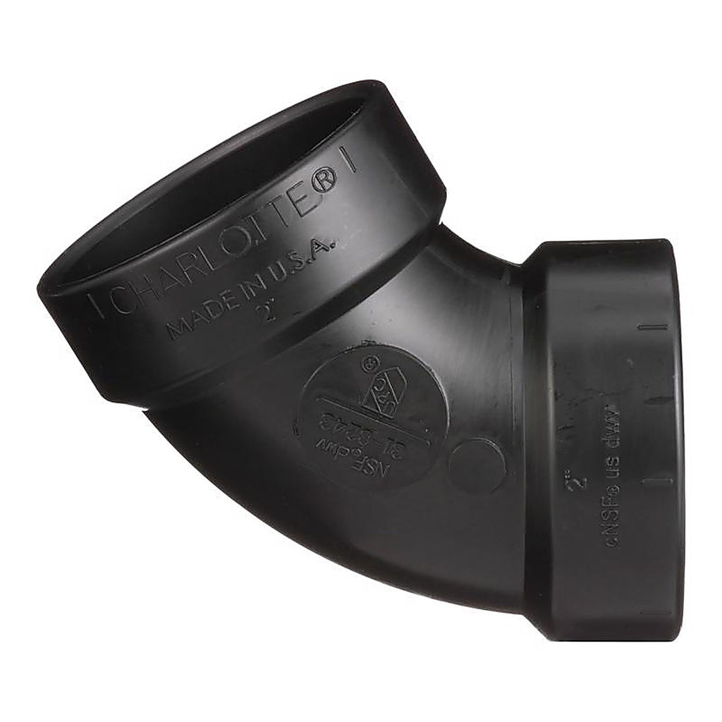 Charlotte Pipe ABS003190800 2 in. Hub x 2 in. Dia. Hub ABS 60 Degree Elbow