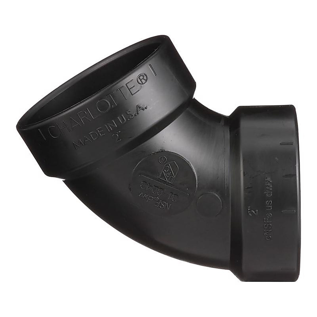 Charlotte Pipe ABS003190800 2 in. Hub x 2 in. Dia. Hub ABS 60 Degree Elbow