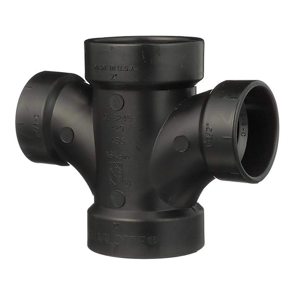 Charlotte Pipe ABS004290600 2 in. Hub x 2 in. Dia. Hub ABS Sanitary Tee