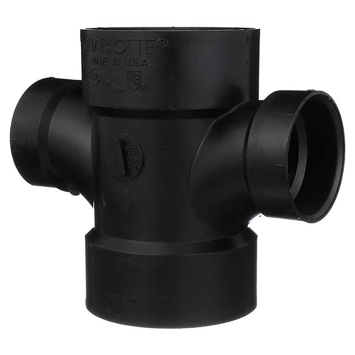 Charlotte Pipe ABS004291200 3 in. Hub x 3 in. Dia. Hub ABS Sanitary Tee