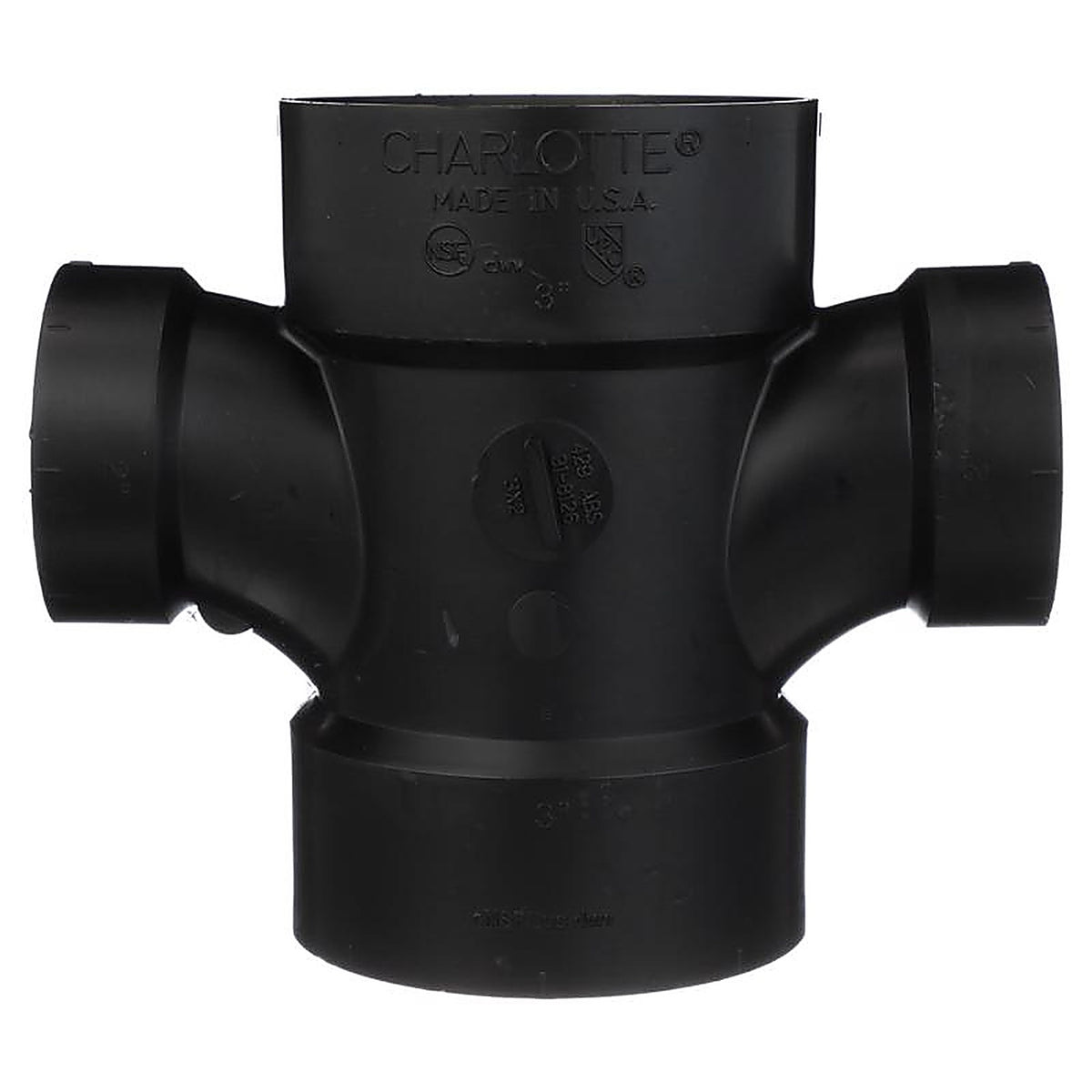 Charlotte Pipe ABS004291200 3 in. Hub x 3 in. Dia. Hub ABS Sanitary Tee