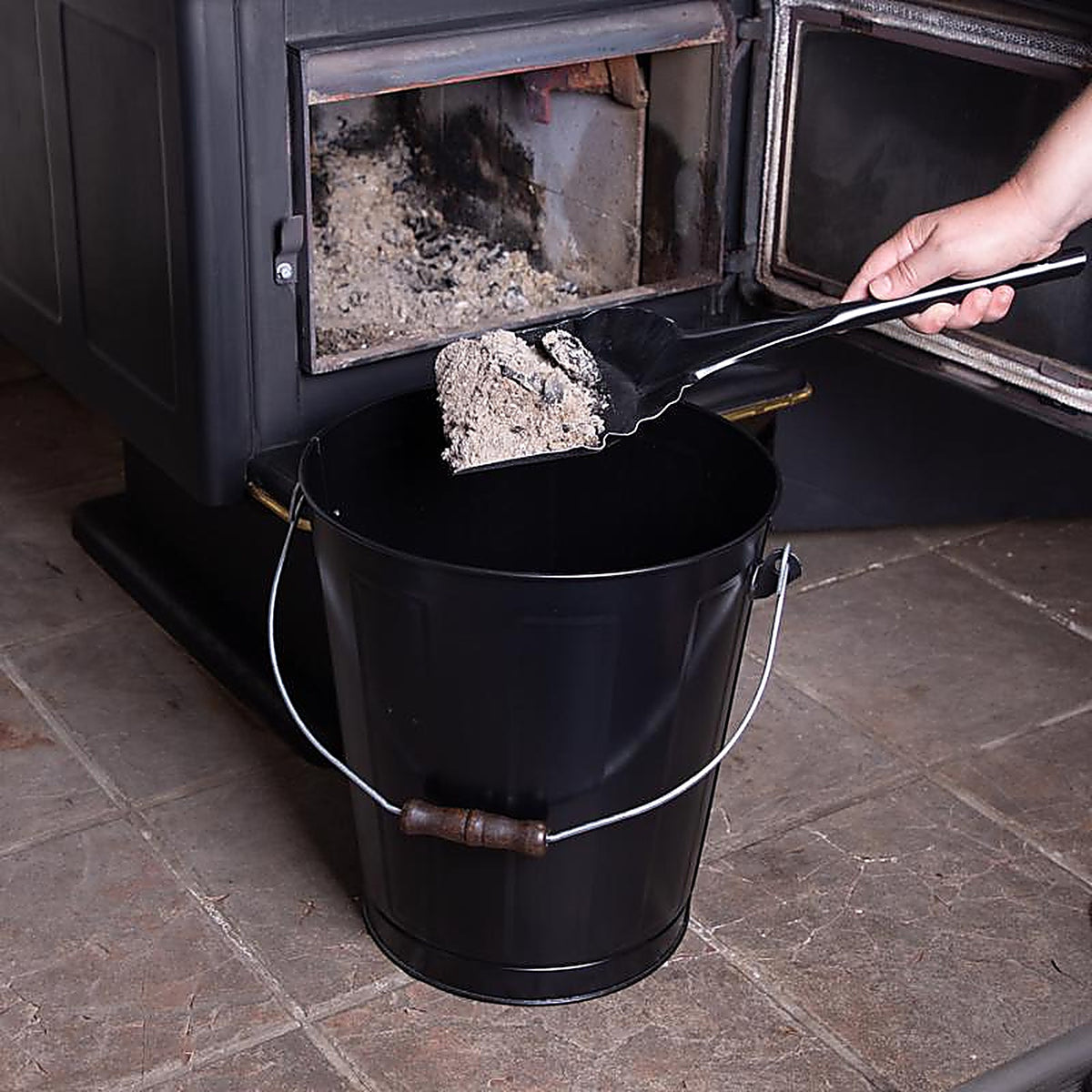 Imperial LT0160 Black Powder Coated Steel Ash Container and Shovel Set