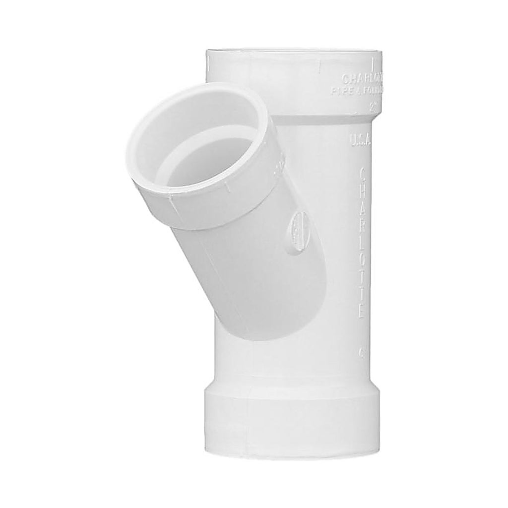 Charlotte Pipe PVC006011000 Schedule 40 1-1/2 in. Hub x 2 in. Dia. Hub PVC Reducing Wye