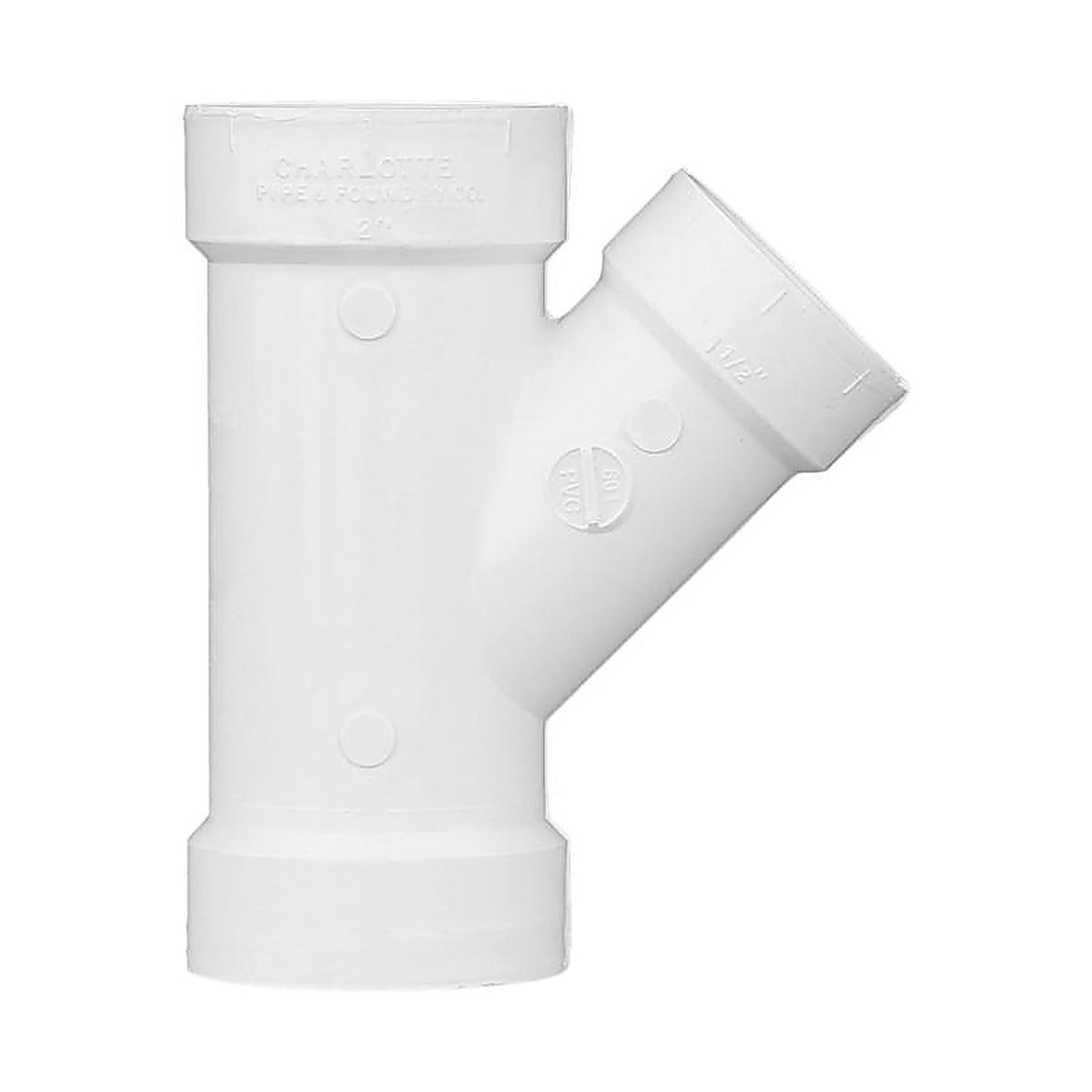 Charlotte Pipe PVC006011000 Schedule 40 1-1/2 in. Hub x 2 in. Dia. Hub PVC Reducing Wye