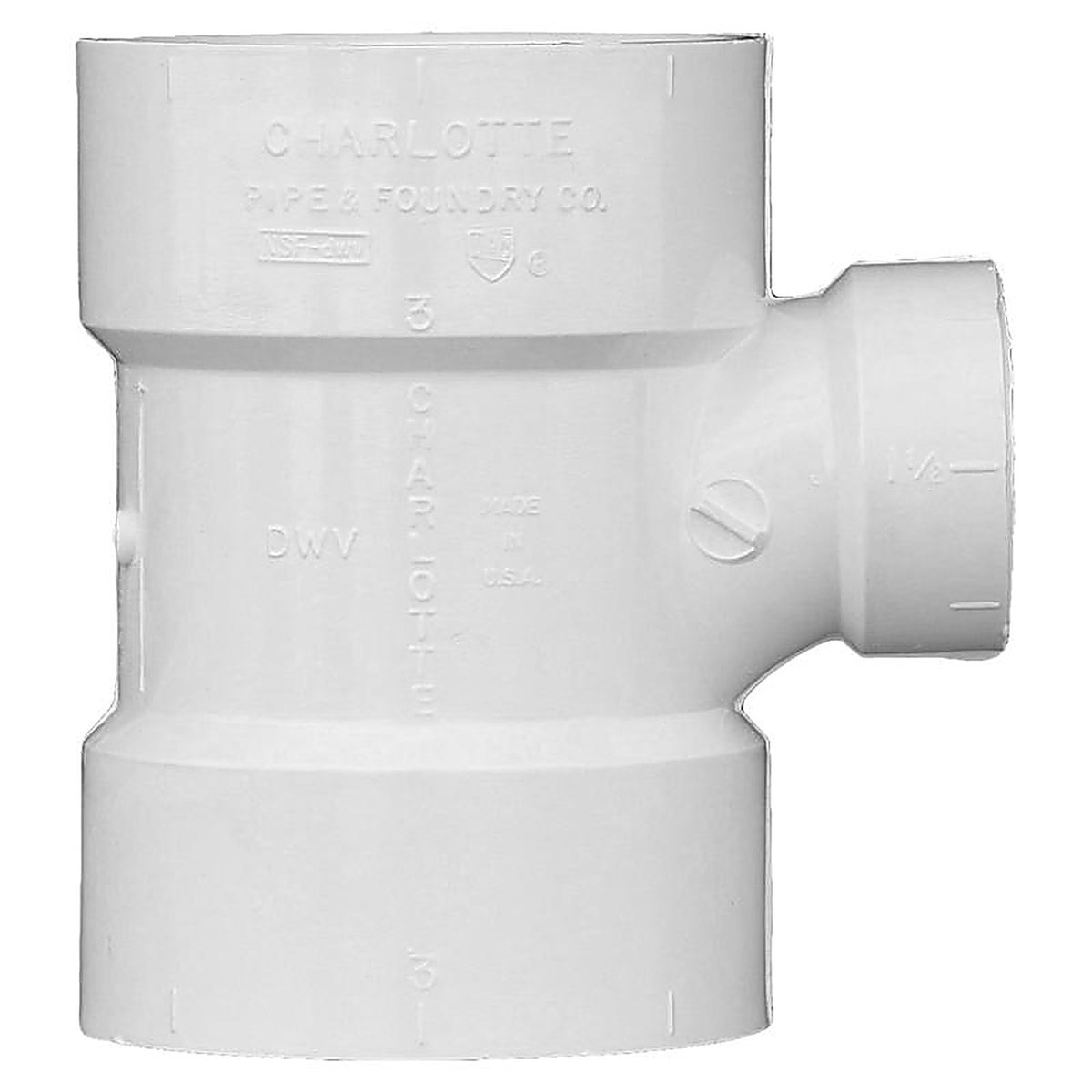 Charlotte Pipe PVC004011200 Schedule 40 3 in. Hub x 3 in. Dia. Hub PVC Sanitary Tee