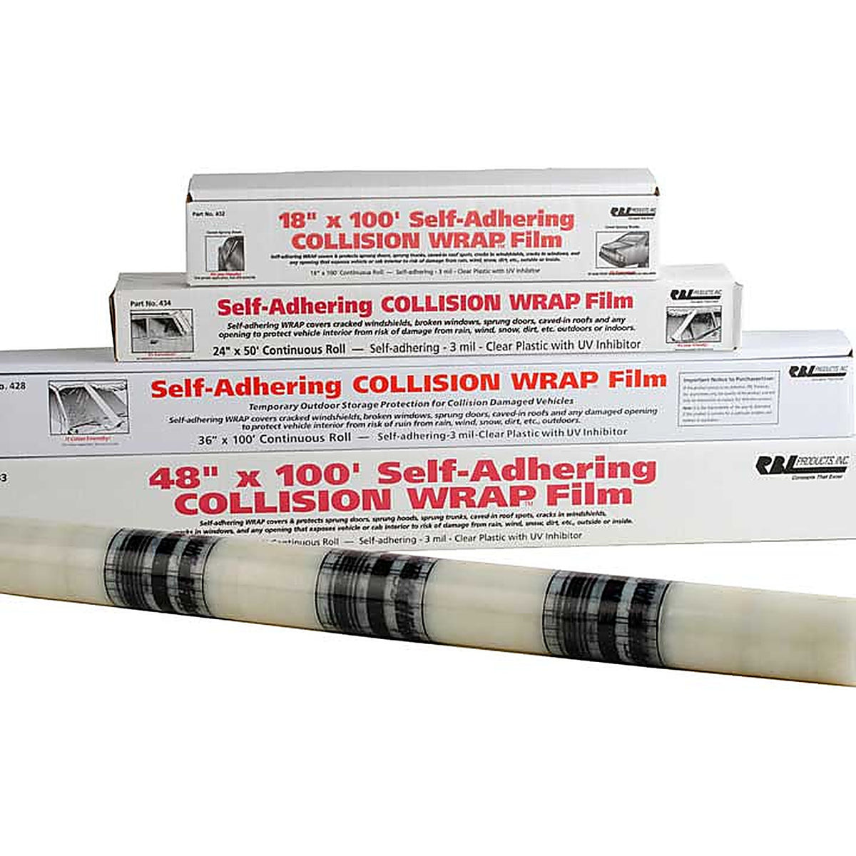 RBL Products 428 Collision Wrap Film 36" x 100' Continuous Roll (Windshield)