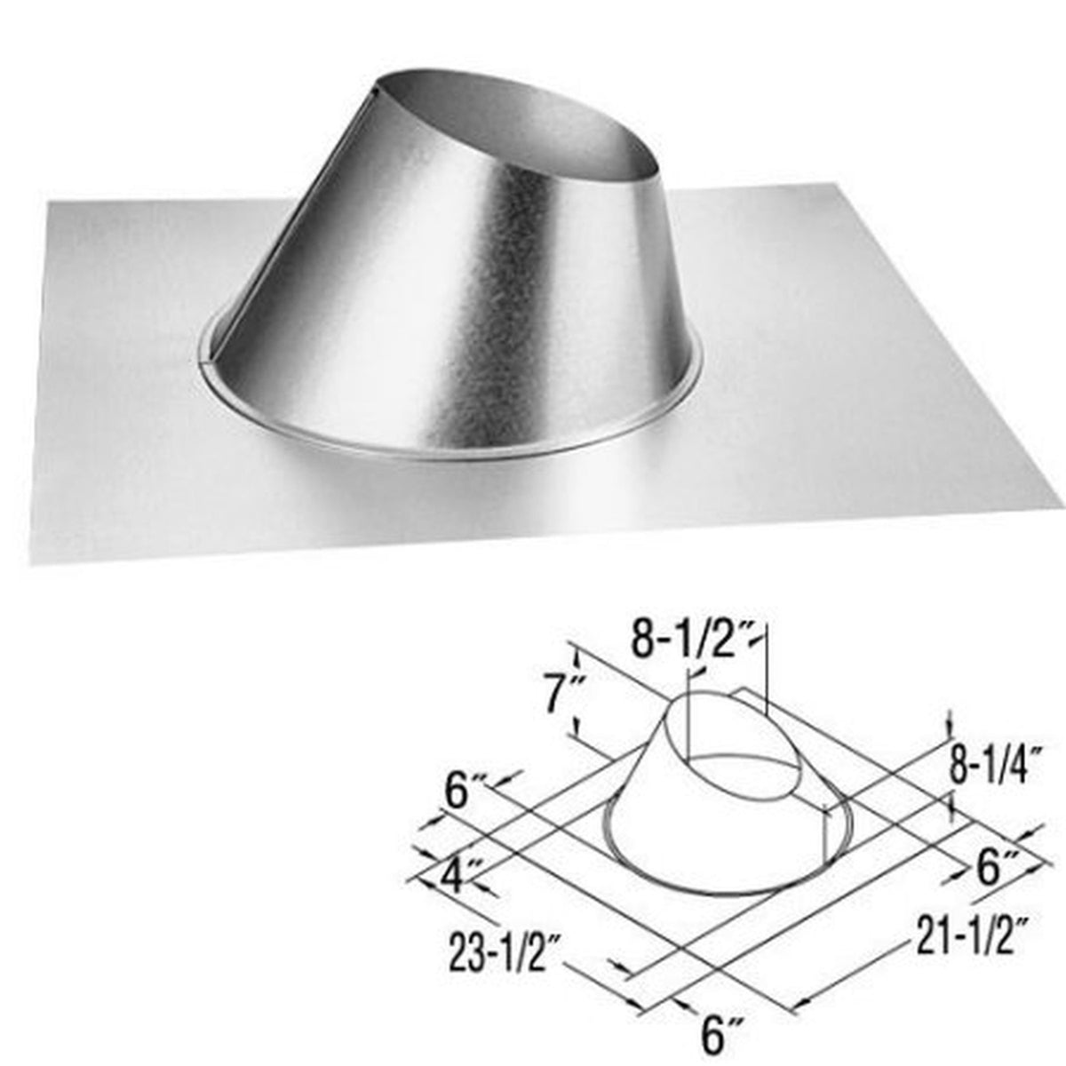 Duravent 46DVA-F6 DirectVent 6 in. Dia. Galvanized Steel Adjustable Fireplace Roof Flashing