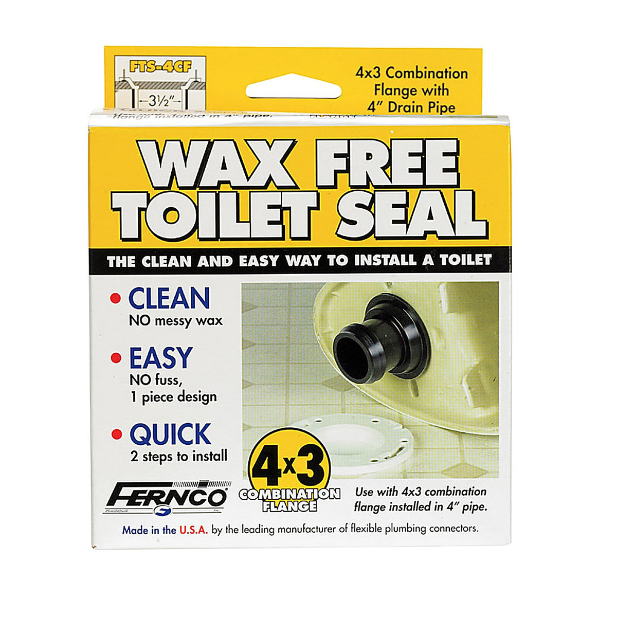 Fernco FTS-4CF Toilet Seal PVC 4" x 3"