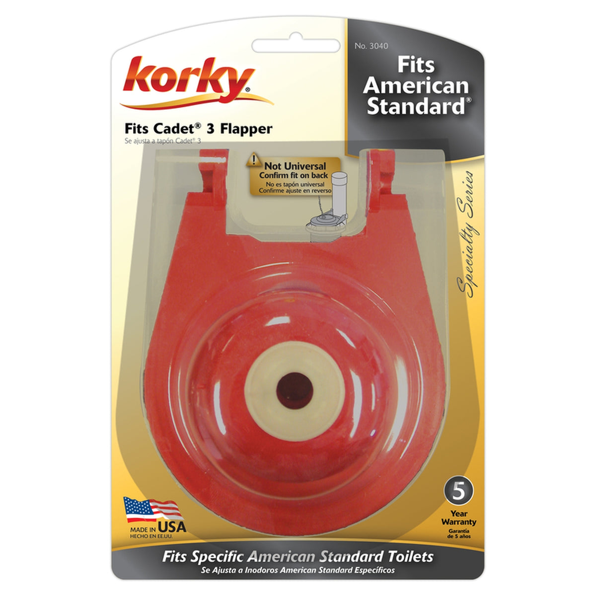 Korky 3040BP Cadet Toilet Flapper Red For American Standard