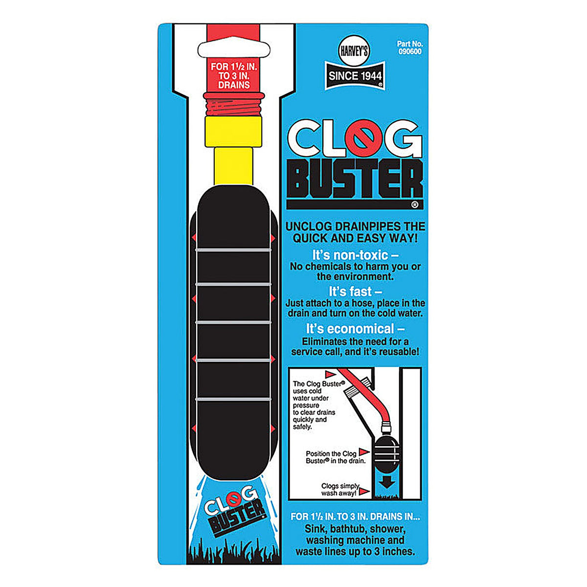 Harvey's 90600 ClogBuster Drain Unclogger