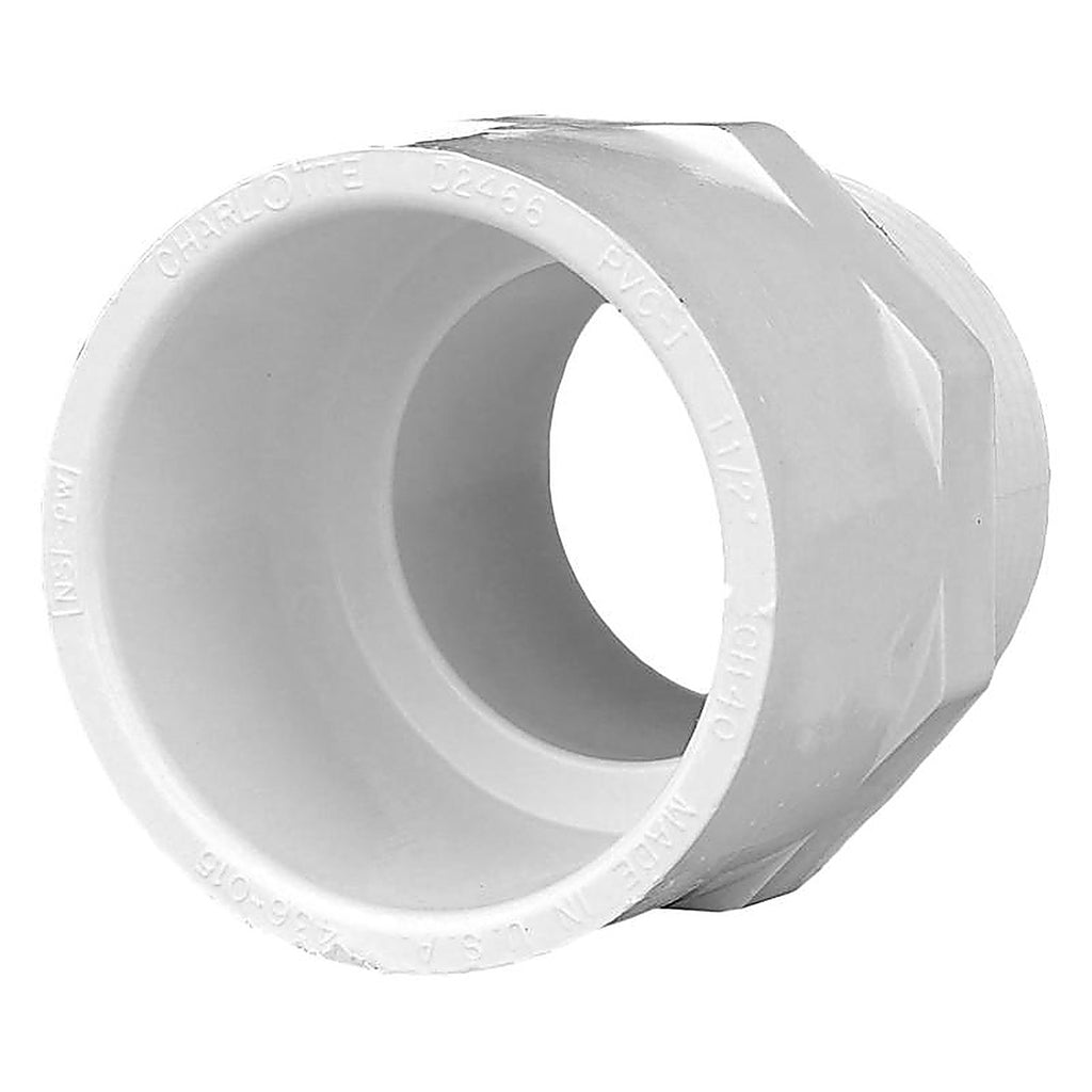 Charlotte Pipe PVC 02109 1400 Schedule 40 1-1/2 in. Slip x 1-1/2 in. Dia. MPT PVC Adapter