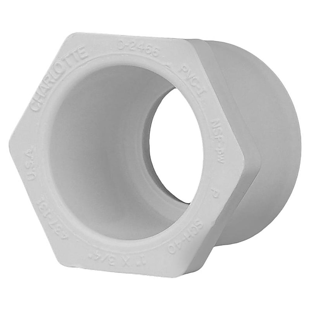 Charlotte Pipe PVC 02107 0800 Schedule 40 1 in. Slip x 3/4 in. Dia. Slip PVC Reducing Bushing