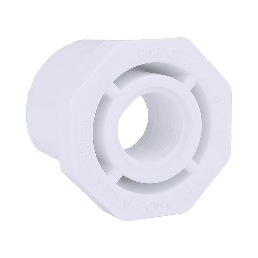 Charlotte Pipe PVC 02108 0900 Schedule 40 1-1/4 in. Spigot x 1/2 in. Dia. FPT PVC Reducing Bushing