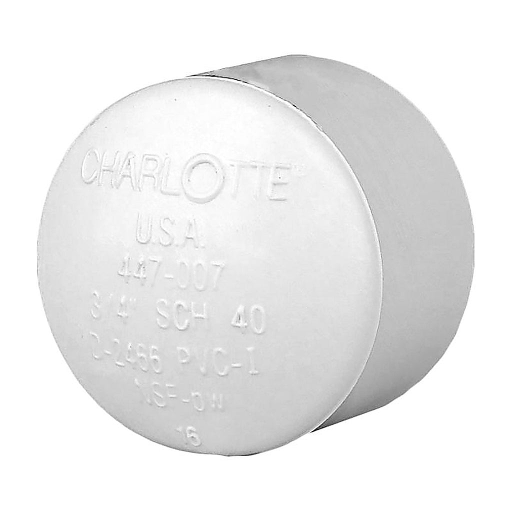 Charlotte Pipe PVC 02116 0800 Schedule 40 3/4 in. Socket x 3/4 in. Dia. Socket PVC Cap