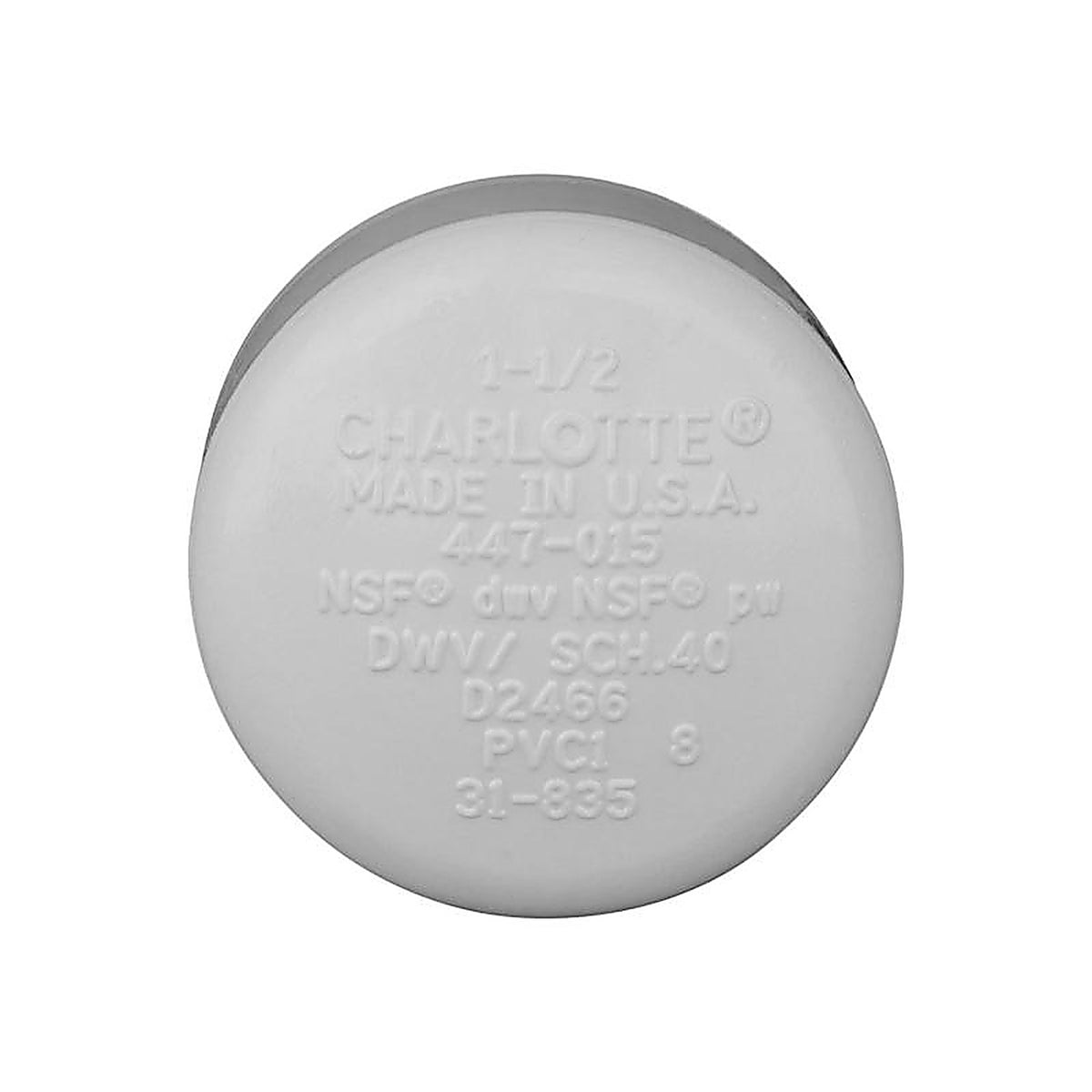 Charlotte Pipe PVC 02116 1400 Schedule 40 1-1/2 in. Slip PVC Cap
